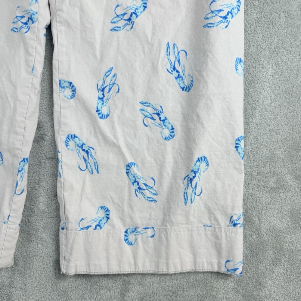 Maeve Anthropologie Pants Womens 29 Beige Collete Blue Lobster Cropped Wide Leg - Picture 13 of 16